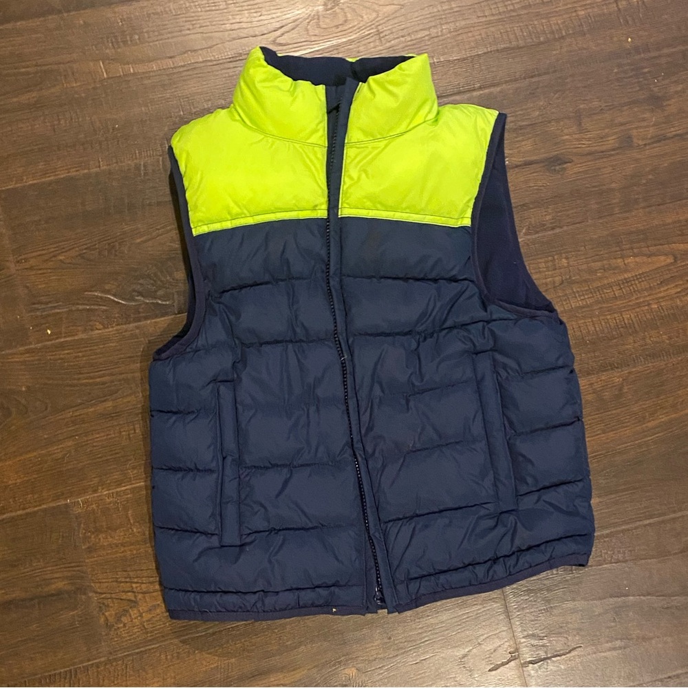 Gap Kids, Unisex ColdControl Puffer Vest, Blue & Bright Yellow/Green, Size Large